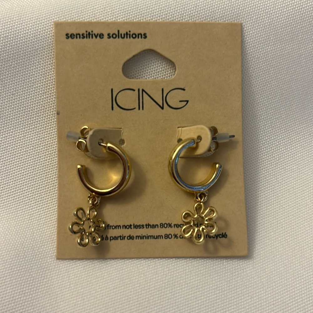 Icing Flower Earrings Gold